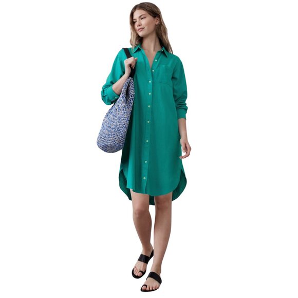 Banana Republic Dresses & Skirts - NEW Banana Republic Linen-Blend Button Summer Mini Shirtdress Turquoise - Medium